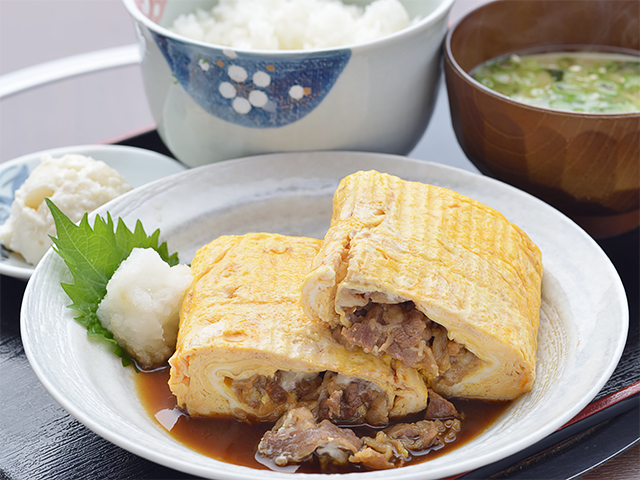 肉巻き弁当(味噌汁付き)