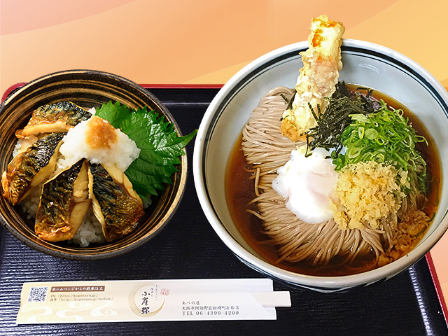 さばめし付ぶっかけうどん・そば定食